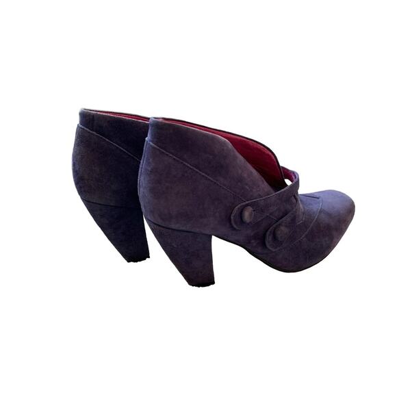 Vintage Hush Puppies Purple Suede Ankle Bootie Heels Size 7.5 EU 38 Lagenlook - Picture 6 of 11